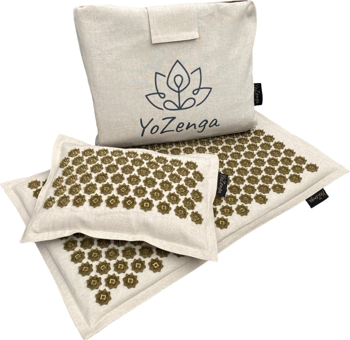 Goedkoopste YoZenga Premium Spijkermat Natural Beige met Lotus Spikes | Acupressuur Mat met Kokosvezel Vulling & Boekweitkussen | Stressverlichting, Pijnverlichting, Yoga & Ontspanning | Inclusief Draagtas