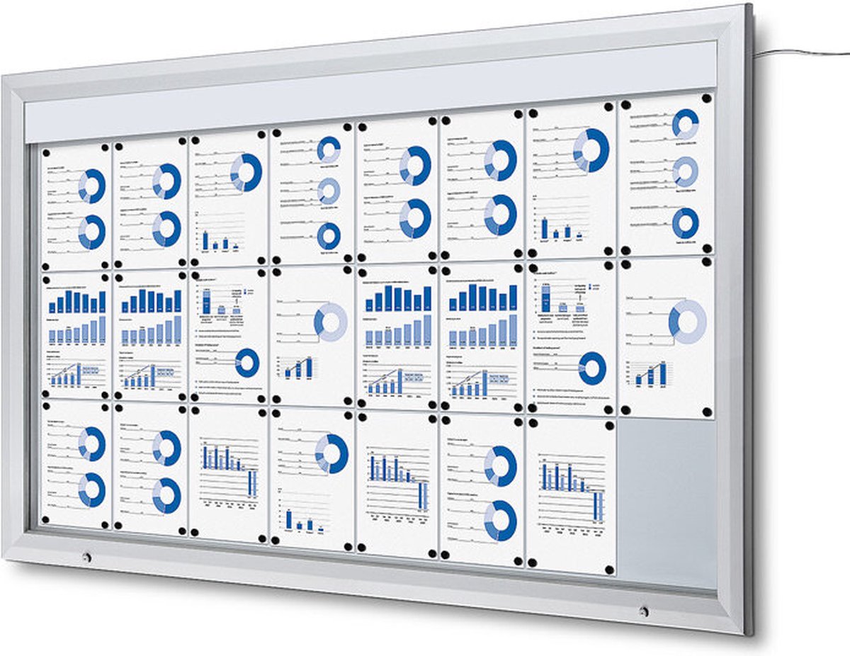 Vergrendelbaar Notitiebord Outdoor Verlicht Logo met Gasveer 24x A4 - Syna SCT24XA4PHLED - Horeca & Professioneel