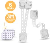 CoolFule® Kinderslot Kastjes - 6 stuks Wit - Baby veiligheid - Kast- & ladebeveiliging Kinderen - Plakstickers Cadeau - Vernieuwd Model