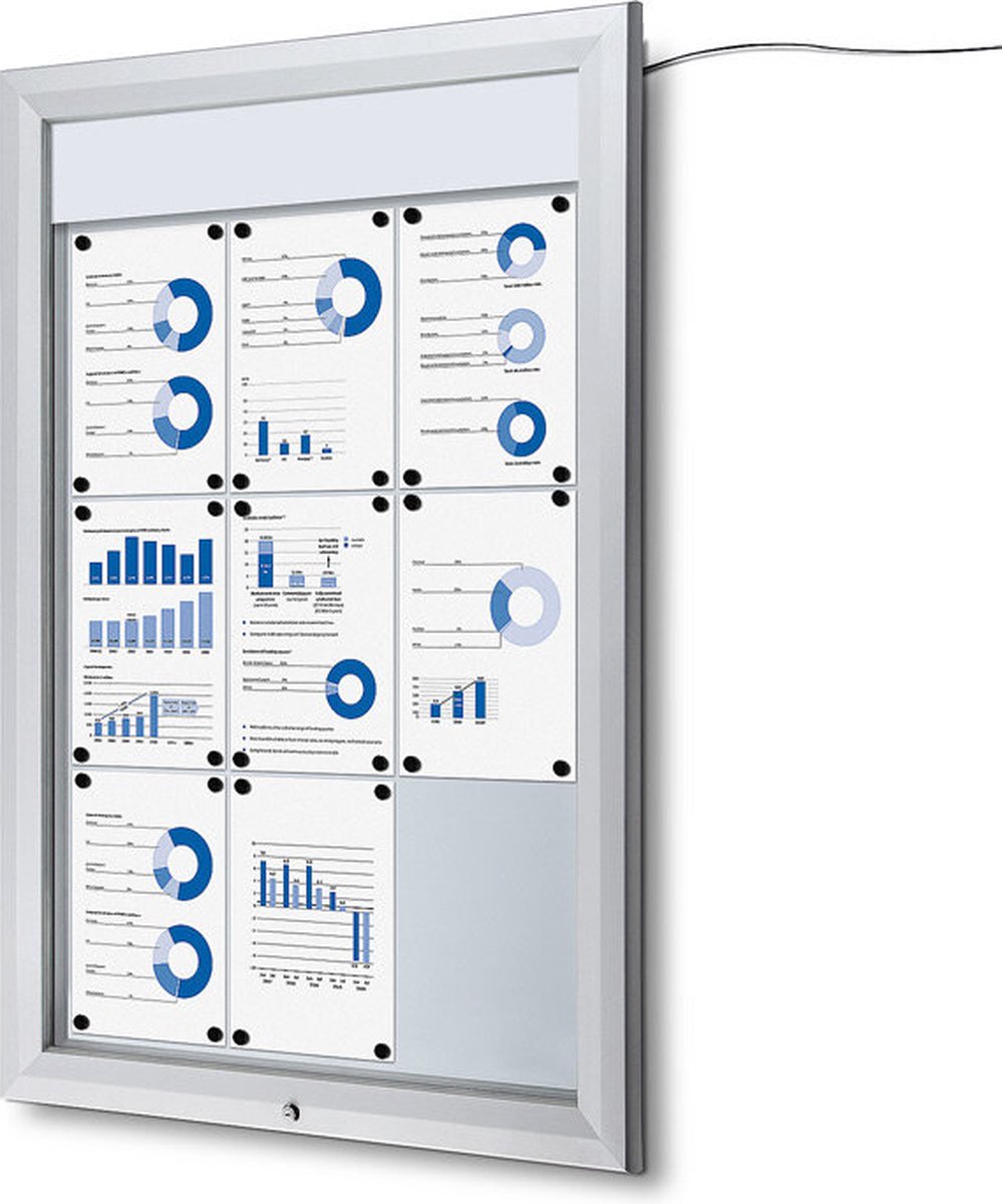 Vergrendelbaar Notitiebord Outdoor Verlicht Logo 9x A4 - Syna SCT9XA4PHLED - Horeca & Professioneel