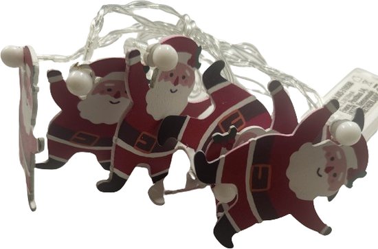 Decoratieve Kerstverlichting - Kerstman - 10 x led - Warm Wit - Exclusief 2 x AA - Lichtslinger - Binnen