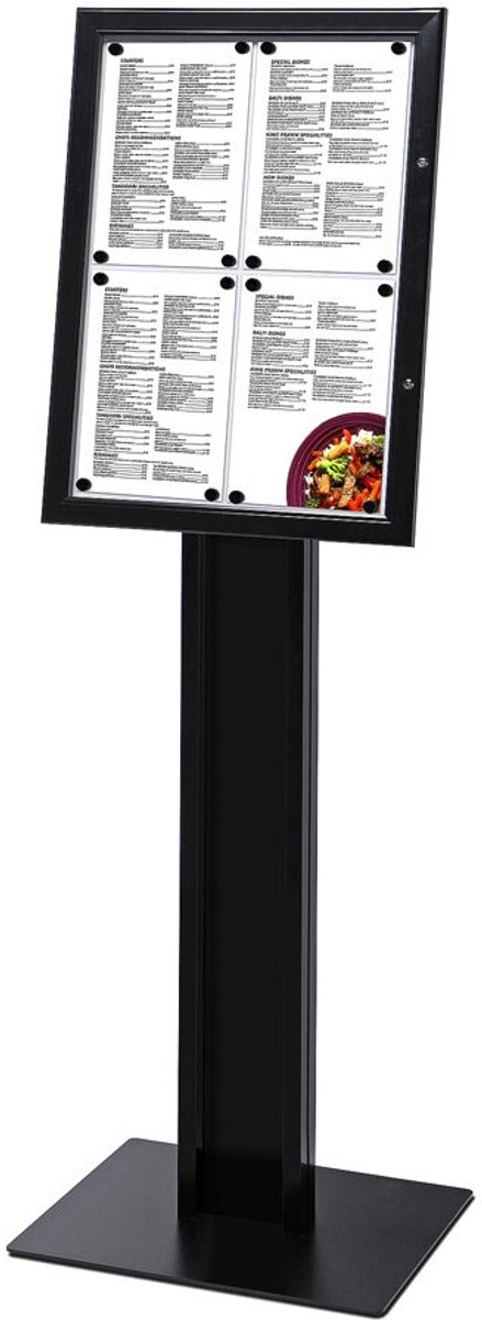 Menustandaard Zwart 4x A4 - Syna SCZNPOLE4XA4C9005 - Horeca & Professioneel