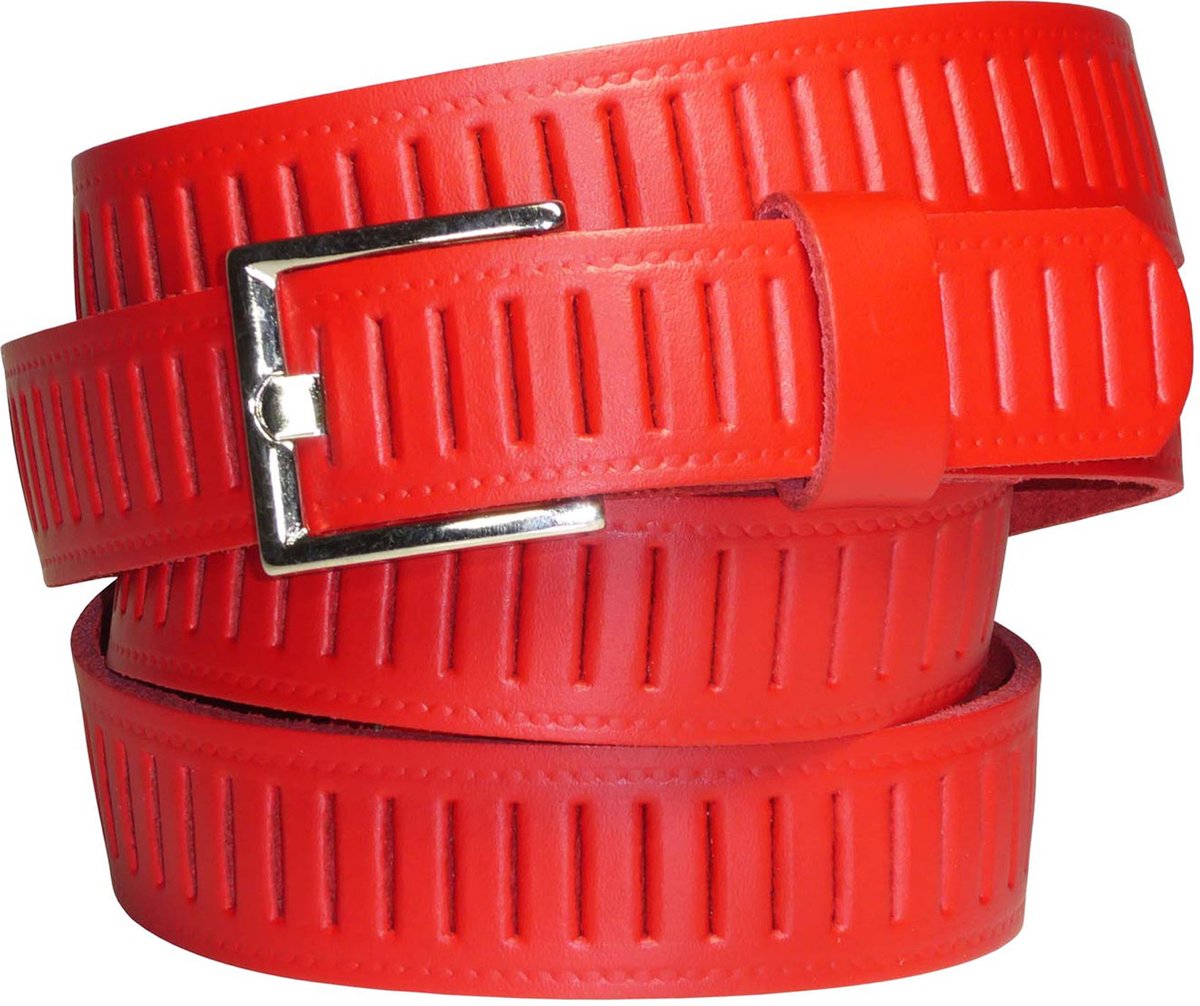 Pierre Mouton Sleufriem - Kledingriem - Leer - Splitleder - Volwassenen - Heren - Rood - 30mm - 120cm