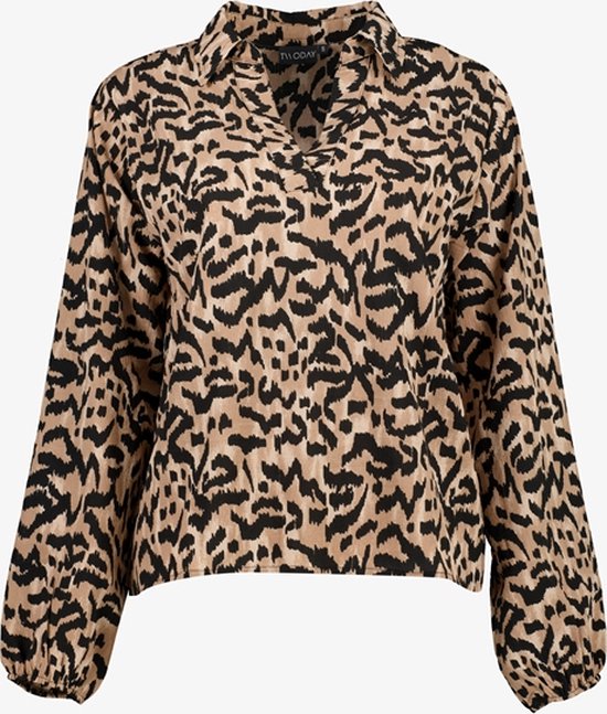 TwoDay dames blouse met dierenprint bruin - Maat S