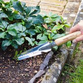Multifunctional Weeder - Weeder with Scratching Tine & Stainless Steel Cutting Blade, Moss Scraper with Wooden Handle, Length: 33.5 cm