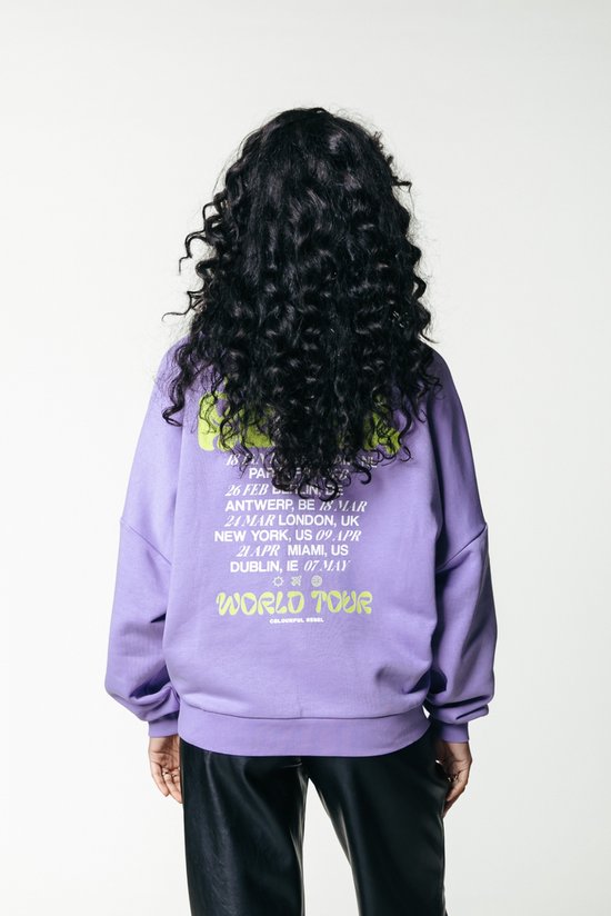 Colourful Rebel Tour Text Dropped Shoulder Sweat