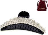 Mooie haarklem glitter steentjes , zwart- Youhomy accessoires hairfashion-7.5 cm Hairclaws clips- cadeau voor vrouwen| Moederdag| Valentijnsdag| Sinterklaas cadeau| Kerst cadeau voor moeders en vriendinnen