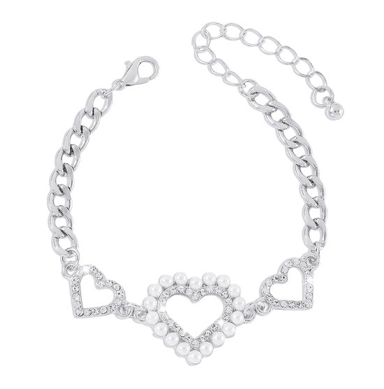 Armband met facet geslepen kristal - 16 tot 21 centimeter, verstelbaar - Hartjes, liefde - Damesdingetjes