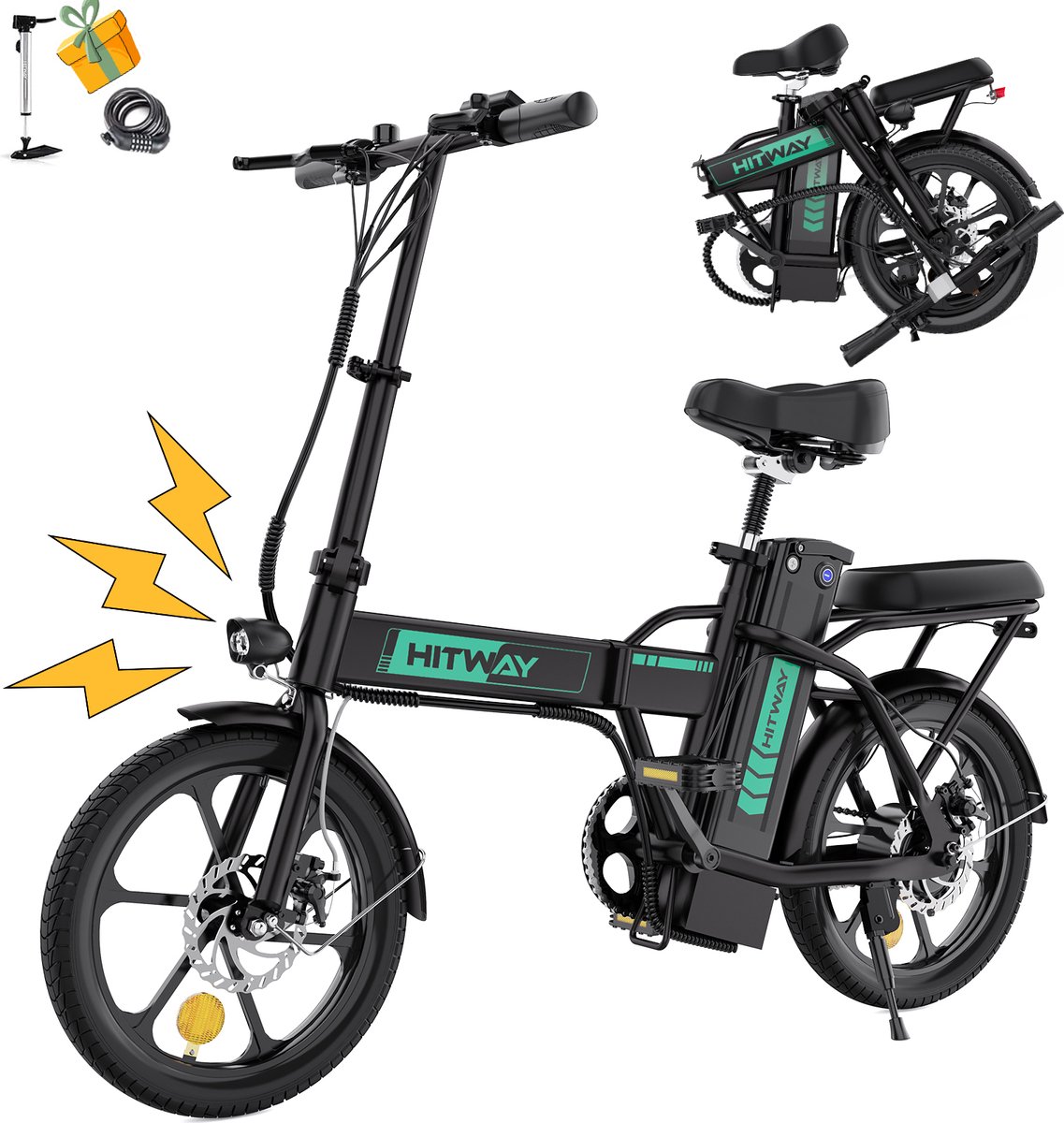 Hitway BK5 Elektrische Fiets - Opvouwbaar E-Bike - 250W- 8,4Ah - Zwart - Hitway