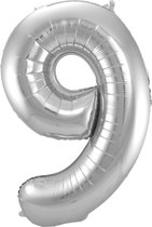 Zilveren 9 Folie Ballon gevuld met Helium