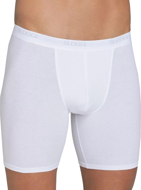 Wit katoenen boxershort voor heren met een grijze Sloggi-band.