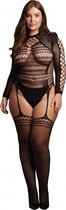 Shots - Le Désir DES059BLKOSX - Bodystocking with Long Sleeves and Short Tneck - OSX - Black OSX