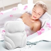 Badkussen antislip badkussen met 6 zuignappen - badkussen met 4D Air Mesh-technologie Badkussenset voor whirlpool spa-massage wellness-ontspanningsaccessoires (37 x 36 cm)