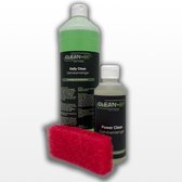 Cleanec Gietvloer Reinigers Daily Clean 1 Liter + Power Clean Tester 250ml + Rode Reinigingspad
