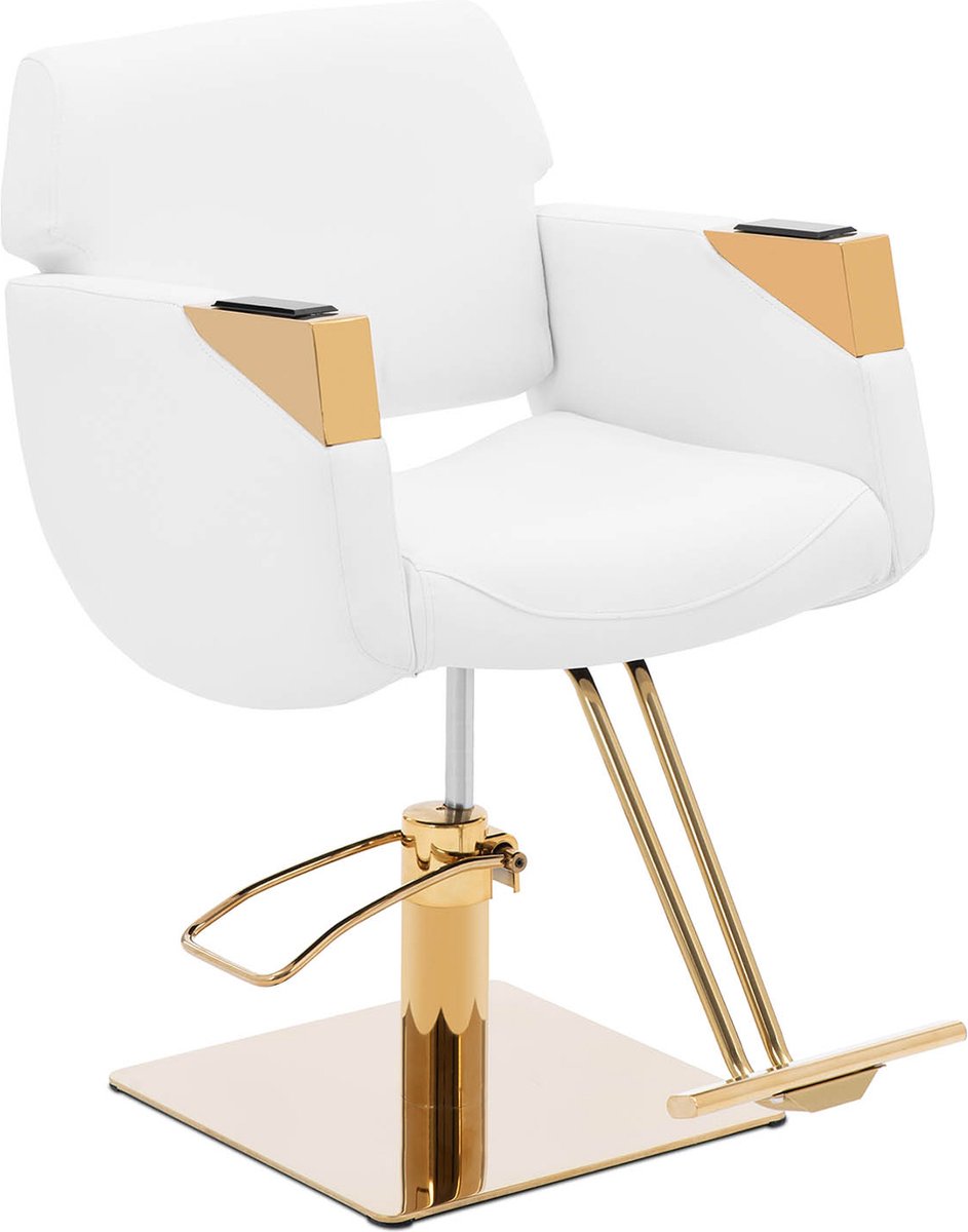 Goedkoopste physa - Kappersstoel met voetsteun - 880 - 1030 mm - 200 kg - Wit/Gouden