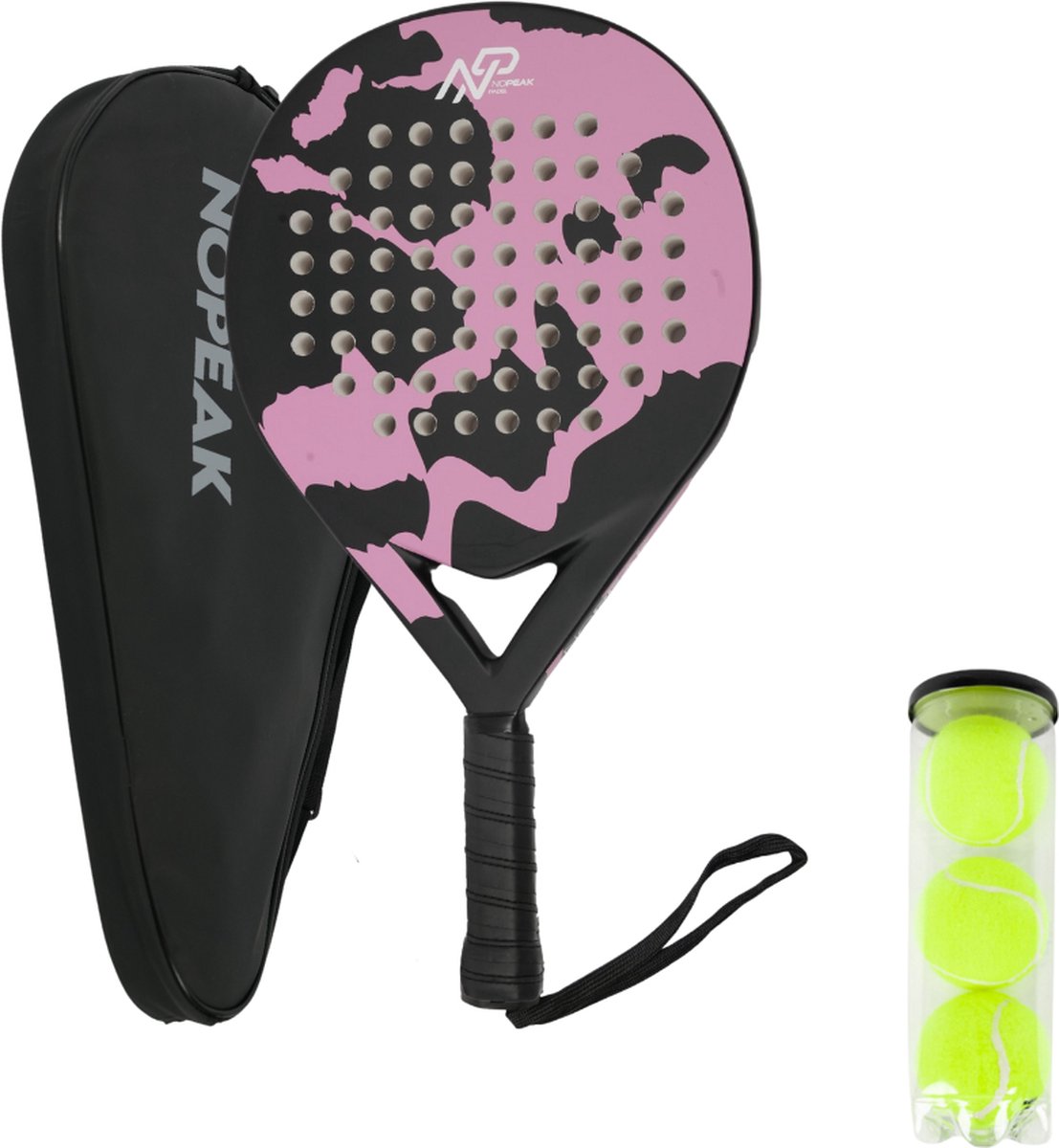 No Peak Padel Racket Roze Padel Inclusief Padel Tas En Padel Ballen 
