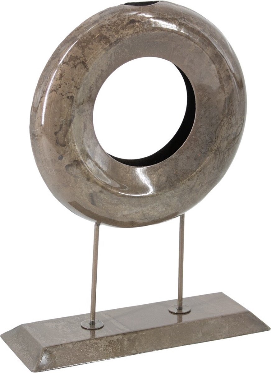 HomeBound by KY | Metalen ornament donut pink stone | decoratief beeld | ornament