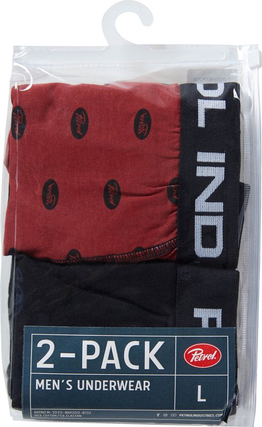 Caleçons Petrol - Petrol Industries - Lot de 2 Boxers - Zwart- Rouge avec logo