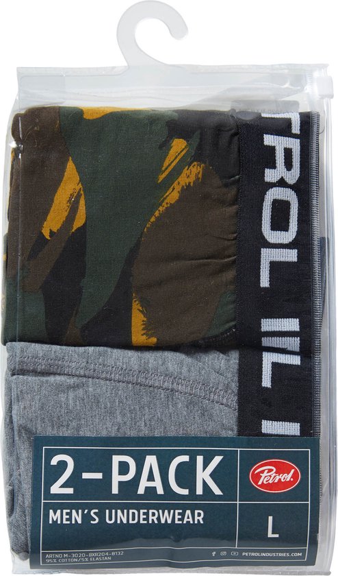 Petrol Industries - Heren 2-pack Boxershorts Petrol Logo Camouflage - - Maat XL