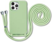Étui Armordrop avec cordon adapté pour iPhone 15 Pro Max - Étui en Siliconen avec cordon - Vert