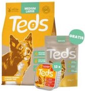 2,5kg + 12x150 gr + 100 gr Teds hondenvoer droog, natvoer & snacks medium/large breed & cranberry
