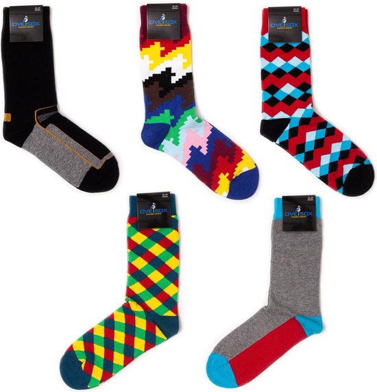 Ove Sox - Dames en Heren sokken - Cool socks - Multi colors - kleurrijke sokken - 5 paar - Maat 40-45