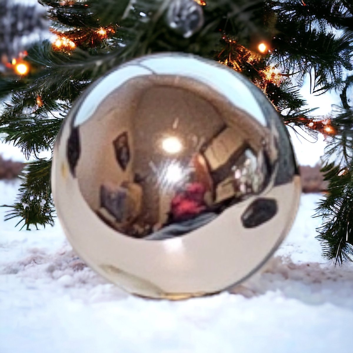 Kerstbal met naam - eigen opdruk - zilver glans - glas