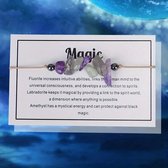 Bixorp "Magic" Cadeau Armband - Edelsteen Armbandje op kaartje - Fluoriet, Labradoriet & Amethist