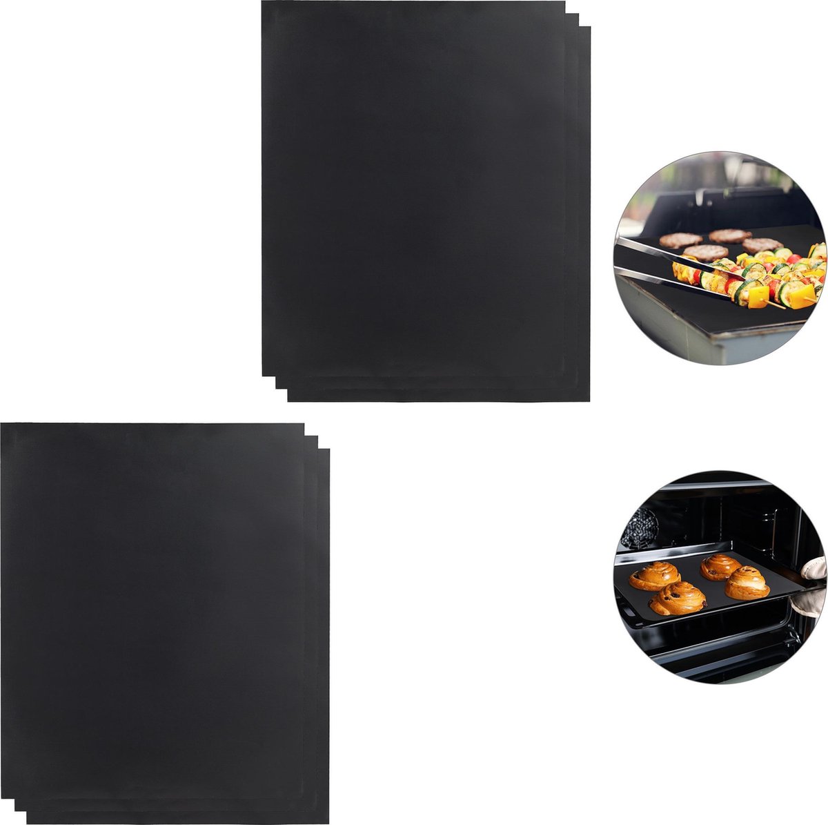Relaxdays 6 x barbecuemat - BBQ mat - ovenmat - bakmat - 40 x 50 cm hittebestendig