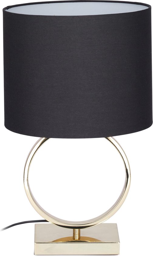 relaxdays tafellamp zwart - nachtlampje vintage - lamp E27 fitting -  sfeerverlichting ring | bol.com