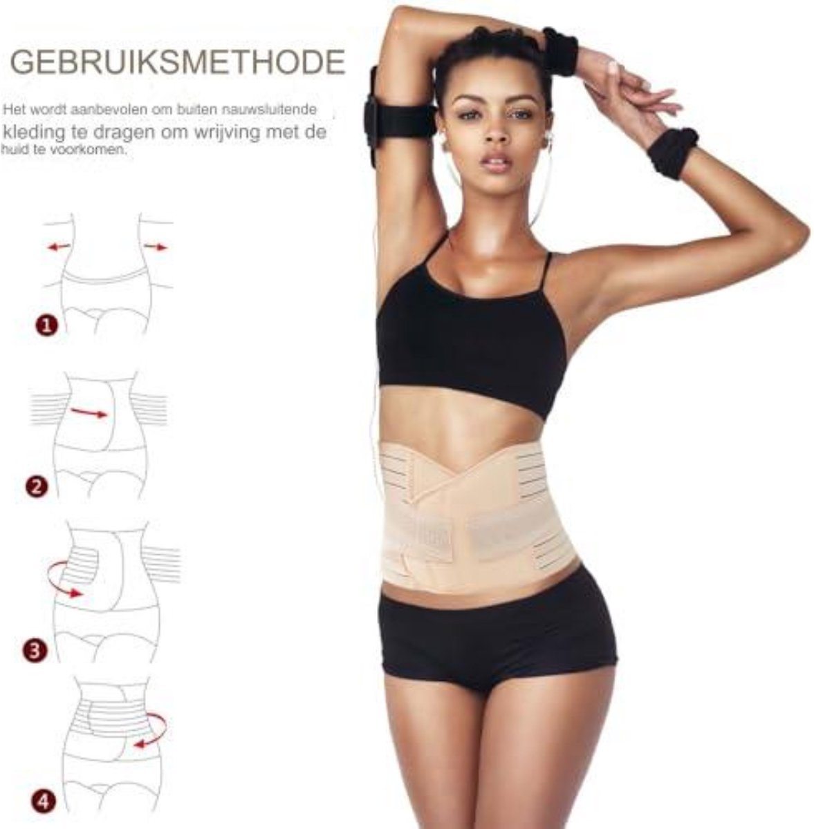 Sluitlaken - Postpartum Buikband - Buikbanden - Buikband na Zwangerschap - Revalidatiegordel na de geboorte - Buikgordel met rugsteun voor dames (L) - Beige – foto 3