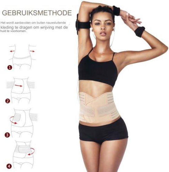 Drap de fermeture - Bande ventrale post-partum - Ceinture de grossesse - Bande ventrale après Grossesse - Ceinture de rééducation après naissance - Ceinture ventrale avec maintien dorsal pour femme (L) - Beige