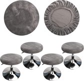 krukhoes rond grijs luxe stof, diameter 30-40 cm, rond rekbaar kreukvrij wasbaar stofdicht krukhoes (4 stuks grijs)