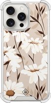 Casimoda® hoesje - Geschikt voor iPhone 15 Pro Max - In Bloom - Shockproof case - Extra sterk - TPU/polycarbonaat - Bruin/beige, Transparant