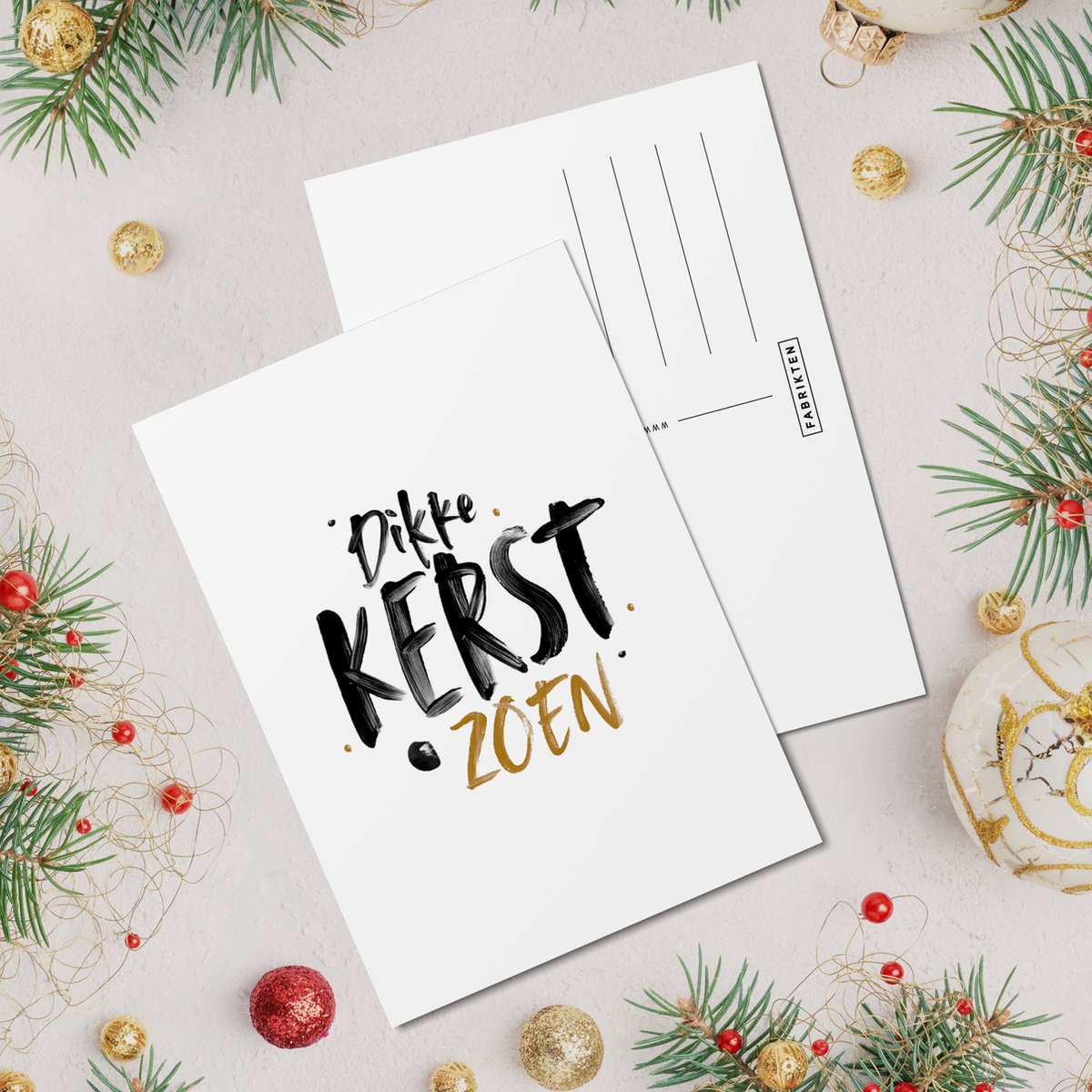 Fabrikten Kerstkaarten set - Maffe teksten - Zwart/Goudkleurig - 24 st
