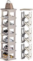 Schoenenrek met 7 niveaus van polypropeen, ruimtebesparend, stapelbaar, schoenenorganizer voor hal, slaapkamer, schoenenopslag, stabiel rek, schoenenstandaard, staand rek