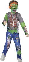 Smiffy's - Zombie Kostuum - Coole Te Lang Aan Het Gamen Zombie Kind Kostuum - Blauw, Groen, Grijs - Small - Halloween - Verkleedkleding