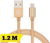 Swissten Lightning naar USB kabel - 1.2M - Gevlochten kabel geschikt voor iPhone 7/8/X/11/12/13/14 - Goud