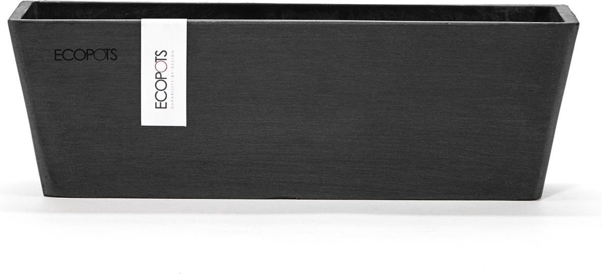 Ecopots Bruges Mini 25 Dark Grey - Bloempot voor binnen & buiten - Gerecycled materiaal - L 25 x B 9 x H 8 cm