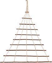 Floranica - Kerstdecoratie - Hangende Kerstboom van wilg - Hoogte 140 cm - Handgemaakte wanddecoratie met jute touw - houten ladder kerstboom - Winterdecoratie voor Kerstmis