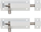 AMIG schuifslot - 2x - aluminium - 6 cm - wit - deur - schutting - raam