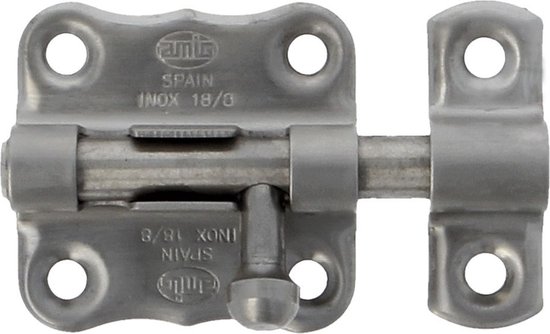 AMIG schuifslot/plaatgrendel - 5 x 4.8 cm - mat roestvrij staal - deur - poort
