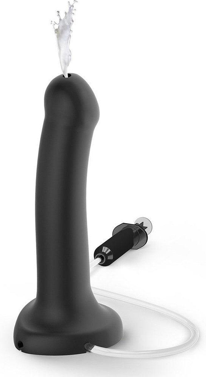 Goedkoopste Strap-On-Me - Semi-Realistische Spuitende Dildo Sperma Zwart L