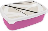 Broodtrommel Roze - Lunchbox Lijn - Abstract - Minimalisme - Pastel - Brooddoos 18x12x6 cm - Brood lunch box - Broodtrommels voor kinderen en volwassenen