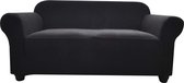 1-delige hoge elastische antislip bankhoes, wasbare spandex jacquard bankhoes, zachte elastische meubelbeschermer voor 2-zitsbank voor woonkamer (127-175cm, 2-zits, zwart)