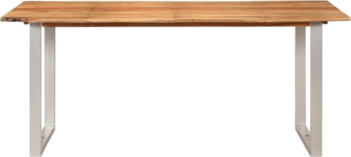vidaXL Eettafel - 180x90x76 - cm - massief - acaciahout Zilver