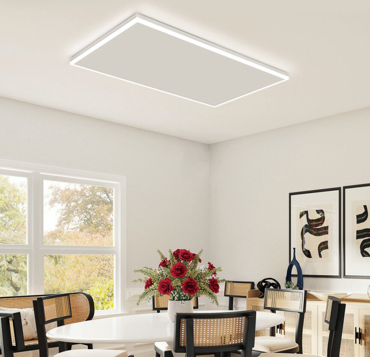 Byecold HHL 800 Watt Infrarood paneel met LED verlichting 130 x 70 cm - Infraroodpaneel / Infrarood Verwarming - Dimbaar en met thermostaat - Met Stekker
