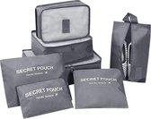 Nifkos Secret Lot de 7 cubes Cubes d'emballage – Organiseur de valise de Luxe – Matériau Extra résistant – Grijs
