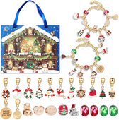 MOZY - Bracelets Calendrier de l'Avent - Blauw - Or - Bijoux - 22 Breloques - Bracelet - Enfants - Décoration de Noël - Noël - Cadeau de Noël - Compte à rebours de Noël