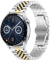 By Qubix 22mm - Stalen band - Zilver - goud - Huawei Watch GT 2 - GT 3 - GT 4 (46mm) - Huawei Watch GT 2 Pro - GT 3 Pro (46mm)